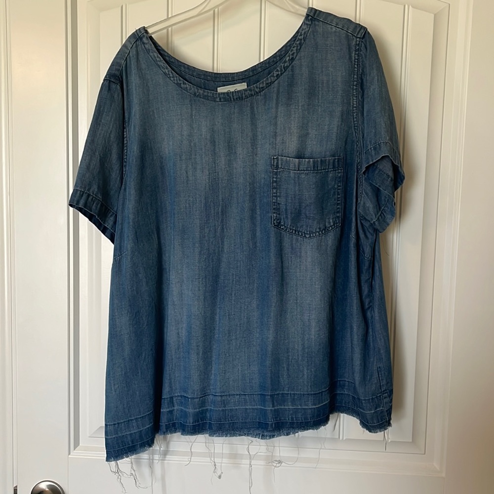 Short sleeve jean blouse